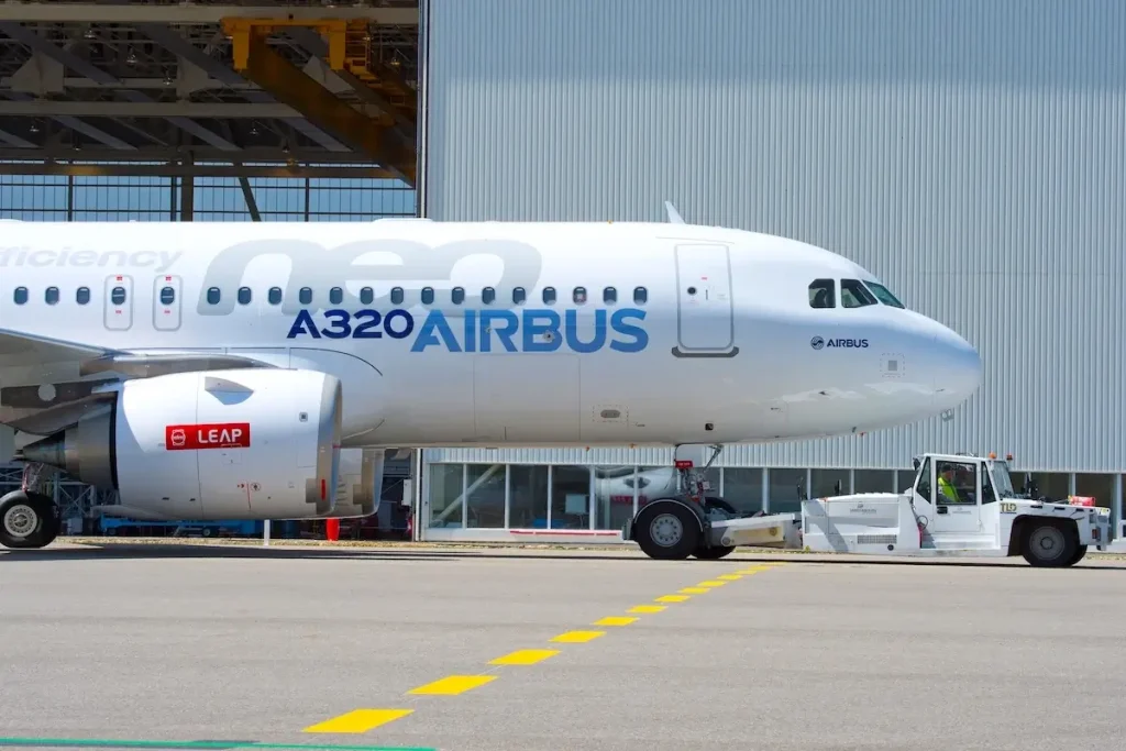 An Airbus A320neo during rollout