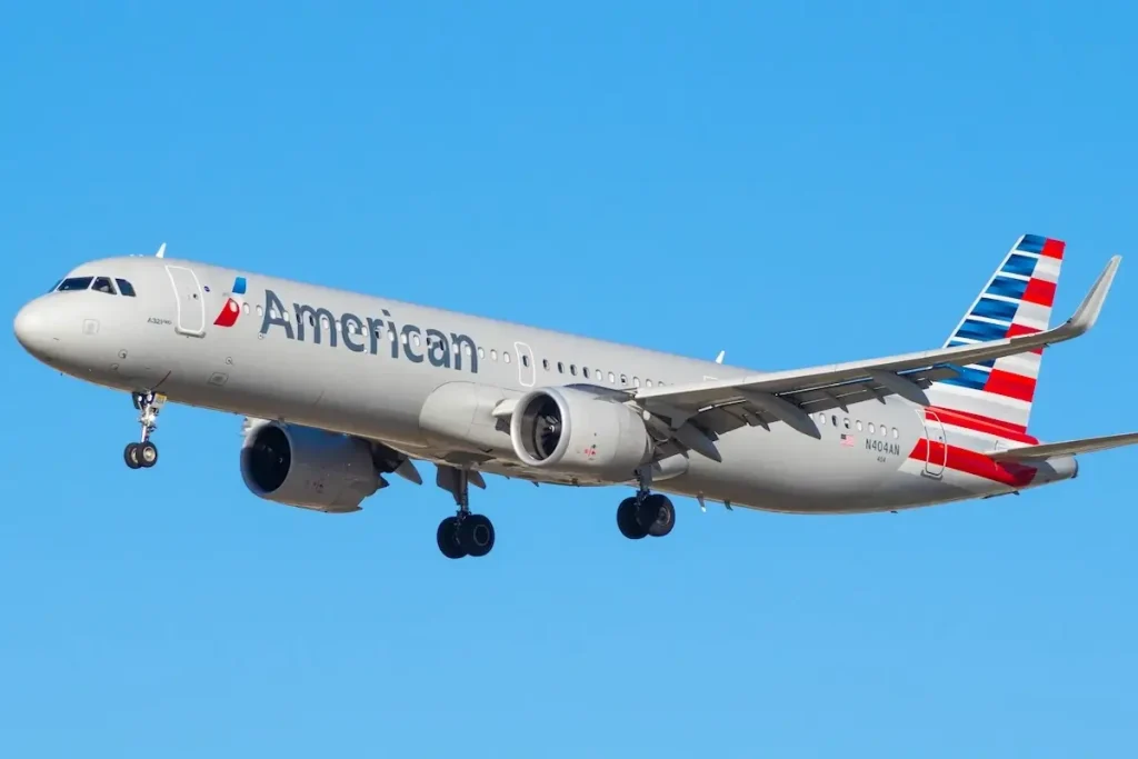 Los Angeles International Airport, California, USA - January 14, 2021: this image shows American Airlines Airbus A321neo with registration N404AN approaching LAX for landing.