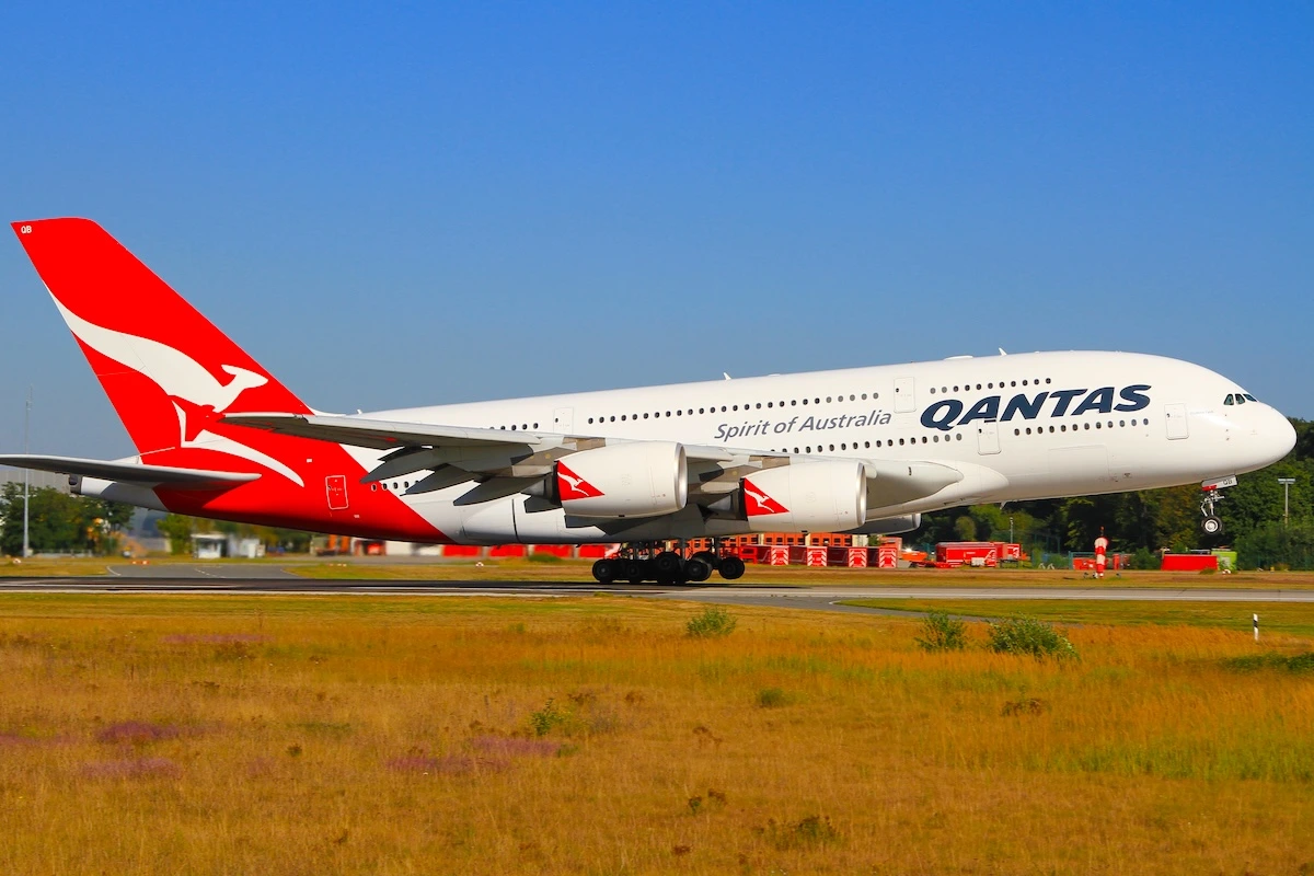 Frankfurt/Germany july 4, 2012: Airbus A380 from Qantas at Frankfurt Airport.