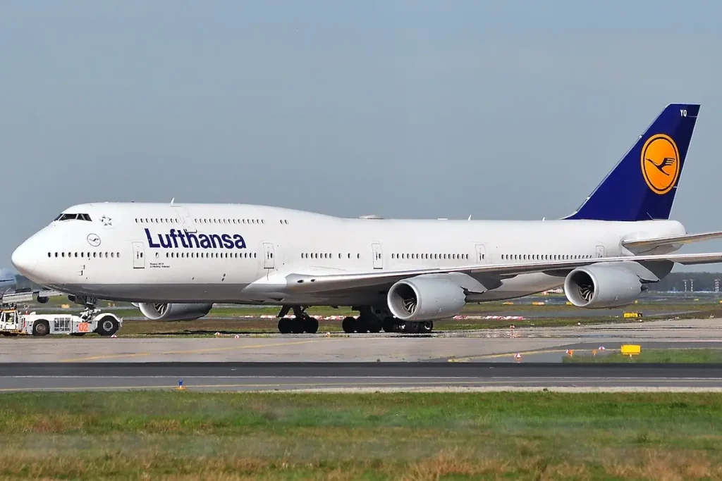FRANKFURT,GERMANY-APRIL 21:Boeing 747-8 of Lufthansa in the Frankfurt airport on April 21,2016 in Frankfurt,Germany.Lufthansa-German airline and also the largest airline in Europe.