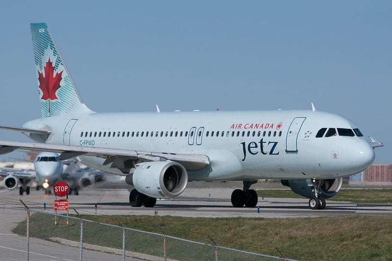 Air Canada Jetz Airbus A320 Lining up for Runway 6L. Toronto-Pearson.