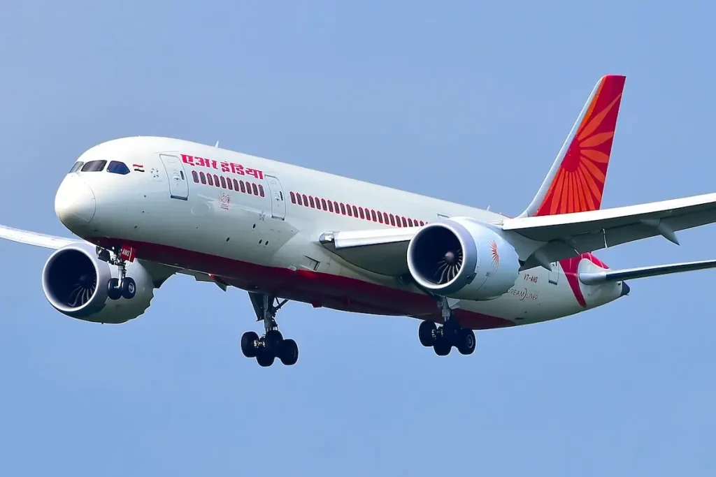 FRANKFURT,GERMANY-JULY 13,2019: AIR INDIA Boeing 787-8 Dreamliner lands at Frankfurt airport.
