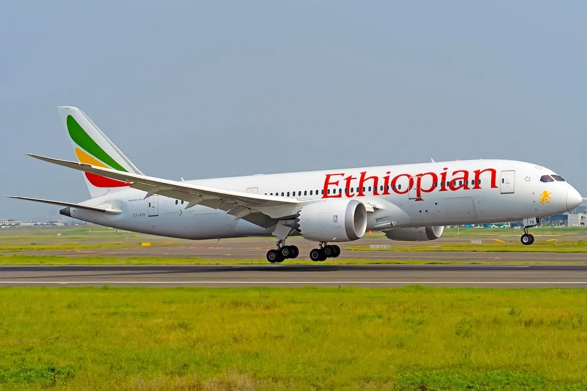Tangerang, Banten / Indonesia - October 6th, 2020: Ethiopian Boeing 787-8 Dreamliner ET-ATK