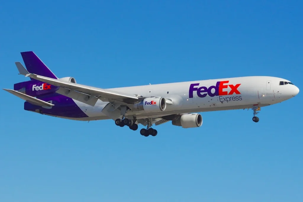 Los Angeles, California, United States - July 25, 2015: FedEx aircraft, McDonnell Douglas MD-11F, with registration N525FE, shown approaching LAX