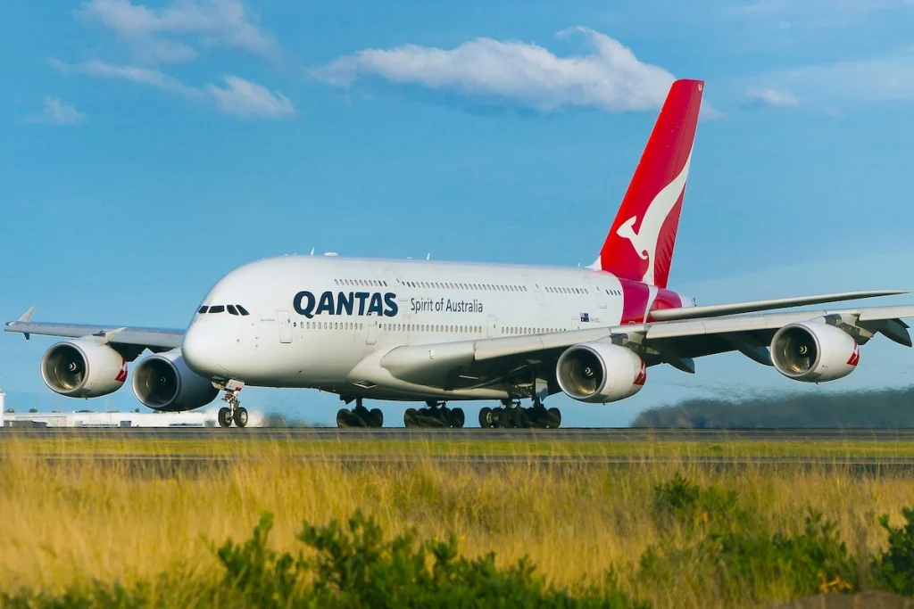 Sydney, New South Wales / Australia - June 11 2016: Qantas Airlines Airbus A380 jet airliner on the runway in Sydney, Australia.