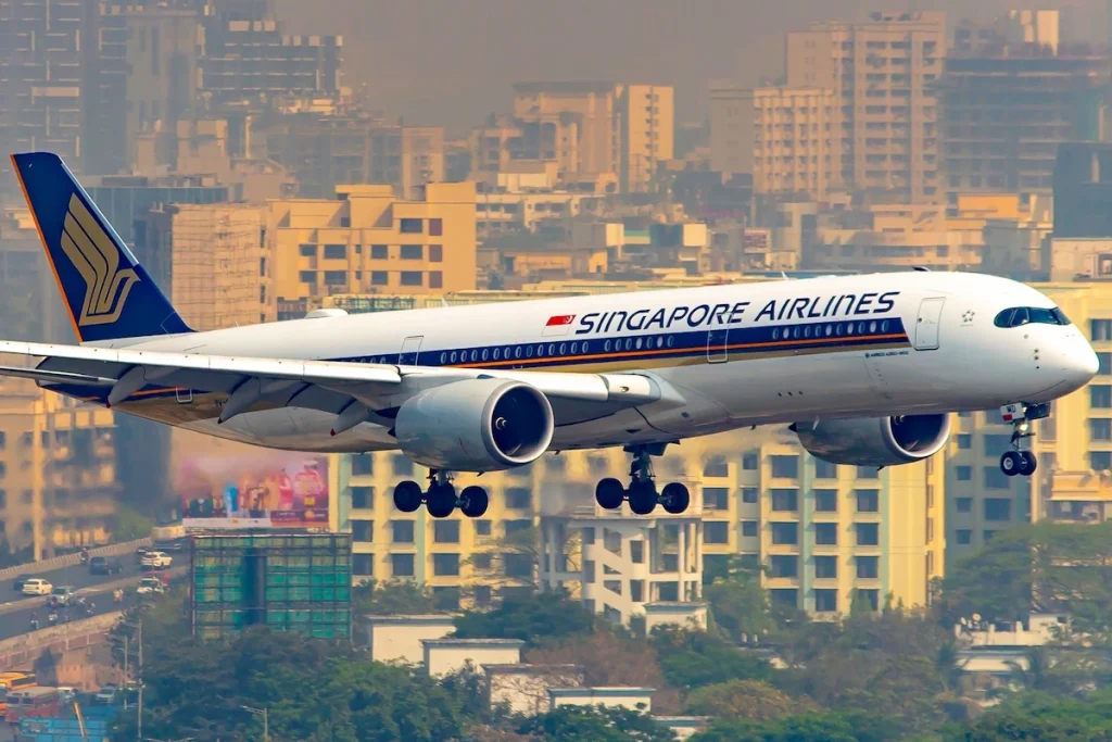 Mumbai, India - February 20, 2019: Singapore Airlines' Airbus A350 in action at Mumbai Airport.