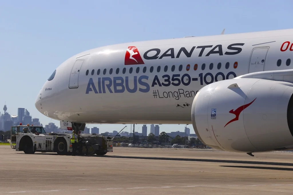 Up-close with a Qantas Airbus A350-1000 in Sydney