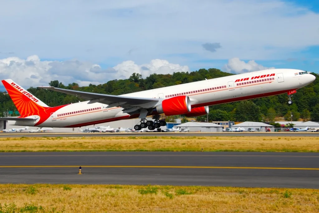 Air India VT-ALP Boeing 777-300ER departing on its delivery flight