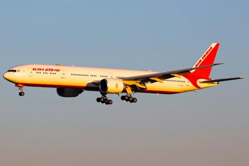 Vienna, Austria - May 2, 2025: Air India Boeing 777-300ER passenger plane at Vienna Airport.