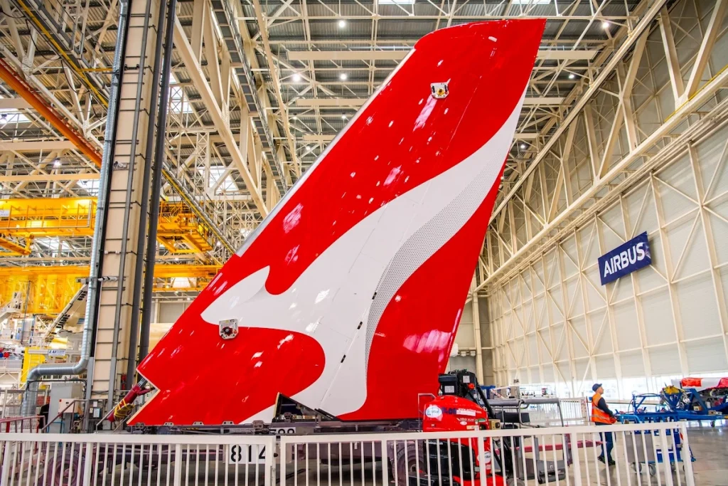 Tail of the second Qantas Airbus A350-1000ULR