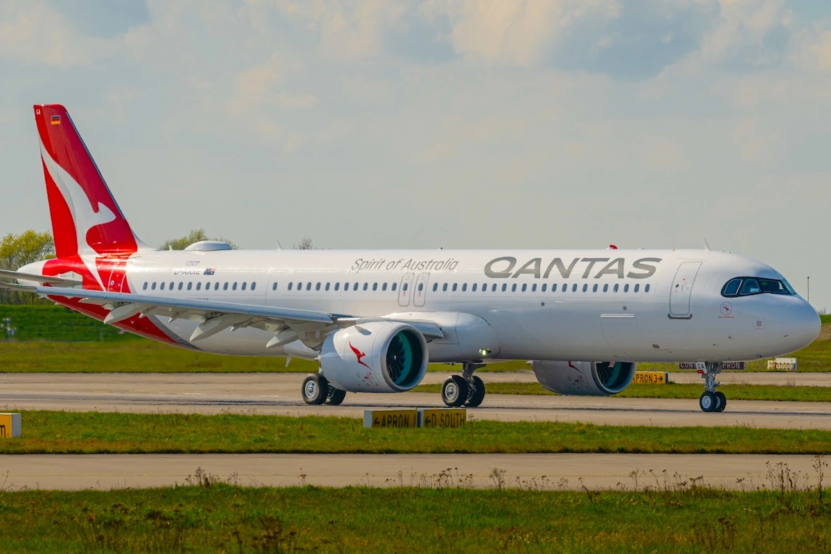 A Qantas Airbus A321XLR, the newest aircraft family delivered to the Australian flag-carrier as part of renewal efforts