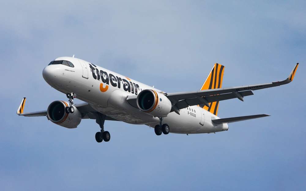 BANGKOK, THAILAND - September 30, 2023: Tiger Air ferry flight their new aircraft to Taiwan via Don Mueang International Airport