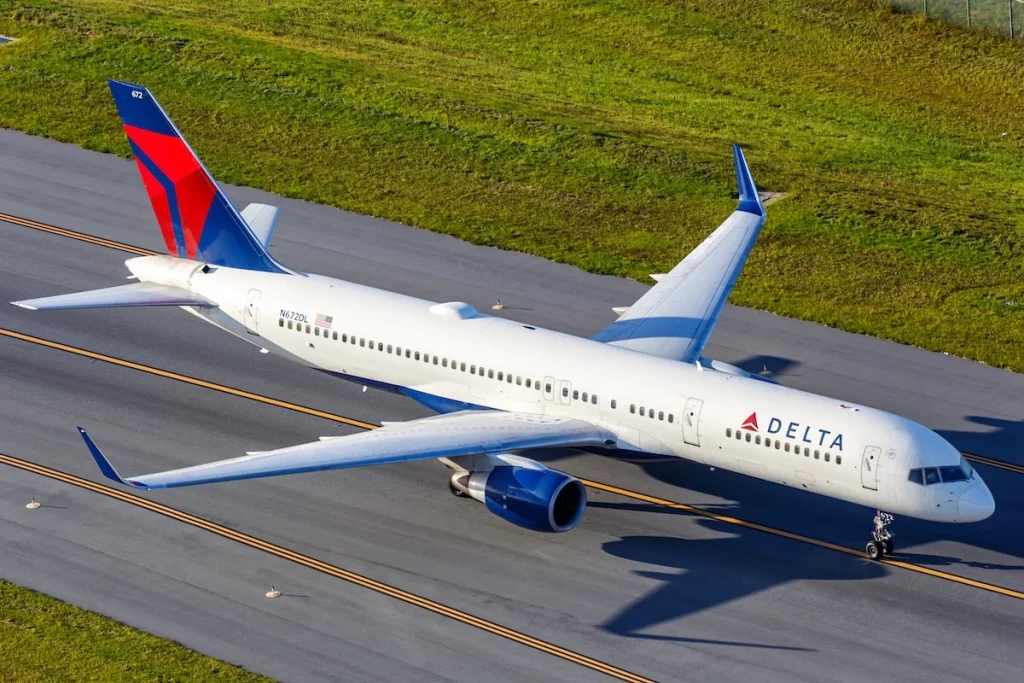 Orlando, United States - October 17, 2024: Aerial view photo of Delta Air Lines Boeing 757-200 airplane at Orlando Airport, United States.