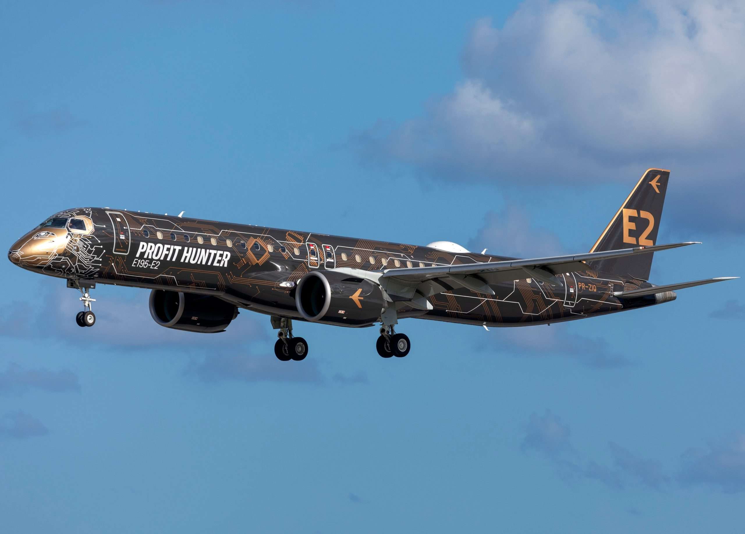 Luqa, Malta - February 6, 2020: Embraer 195 E2 STD (ERJ-190-400STD) (PR-ZIQ) demonstrator aircaft in special ’The Tech Lion’ livery on its way to Singapore.