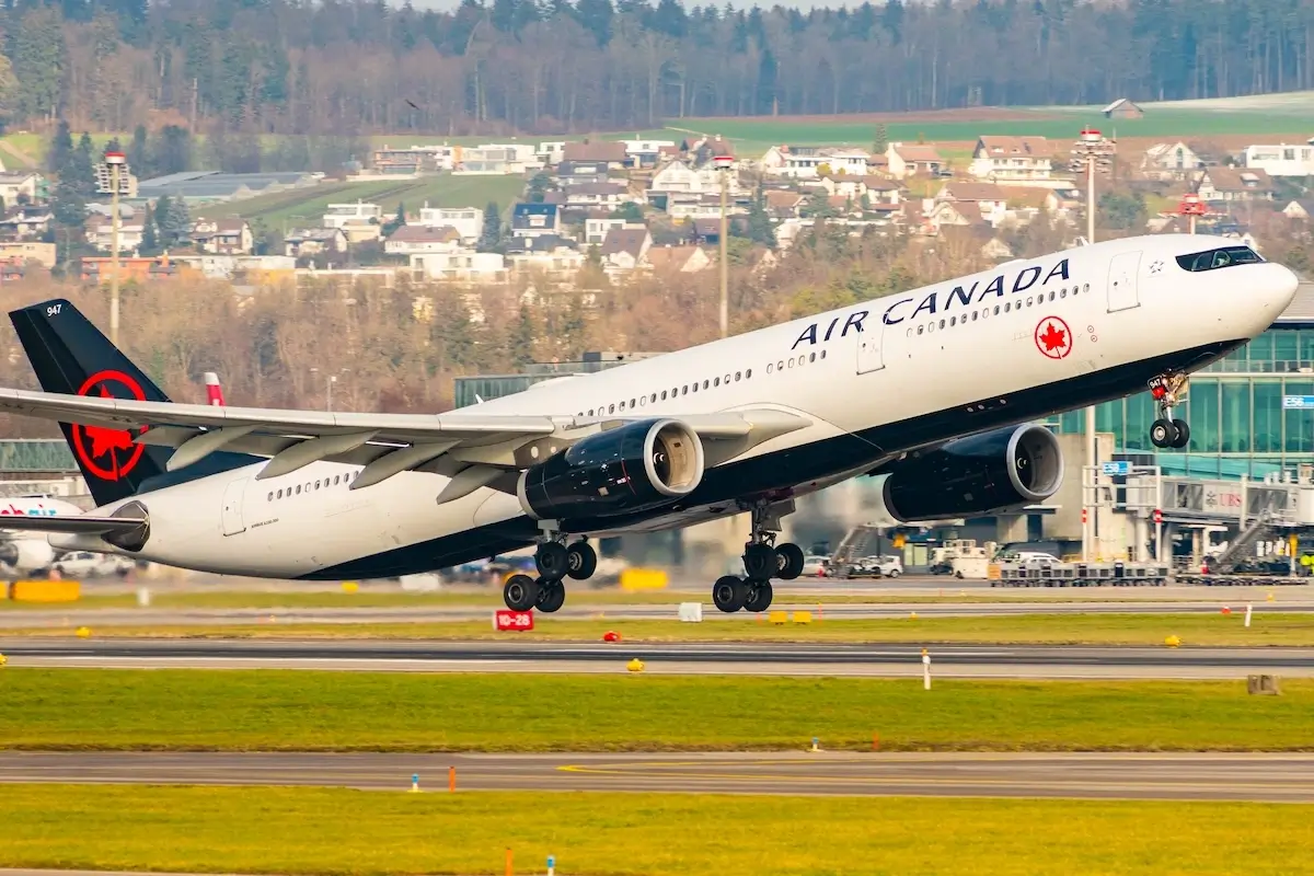 Air Canada Airbus A330-343 aircraft departing from runway 16
