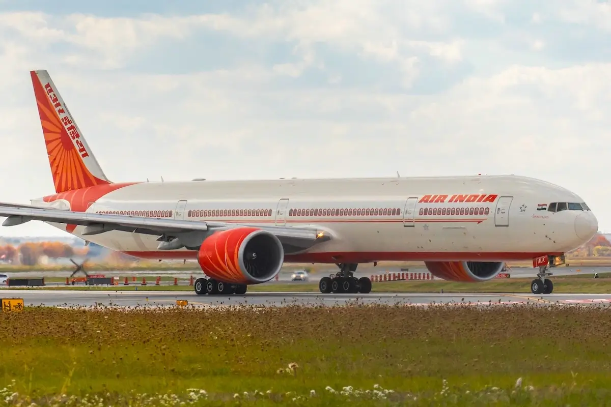 An Air India Boeing 777 jet plane getting ready to take off at Toronto Pearson Airport YYZ