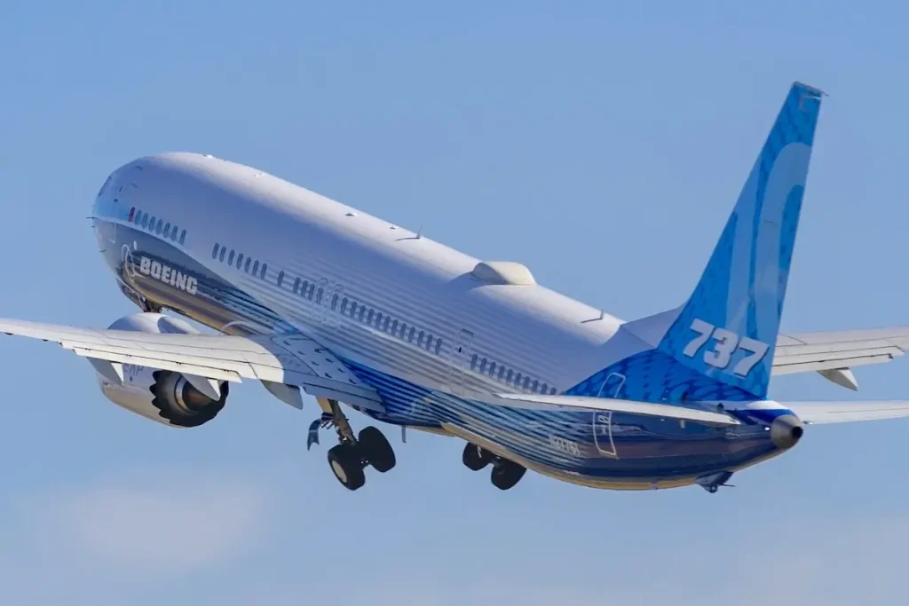 A Boeing 737 MAX 10 operating test flights