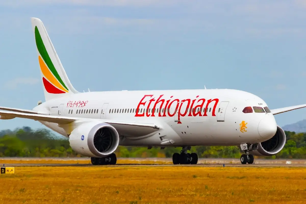 Lusaka, Zambia - November 3 2012: An Ethiopian Airlines Boeing 787 Dreamliner