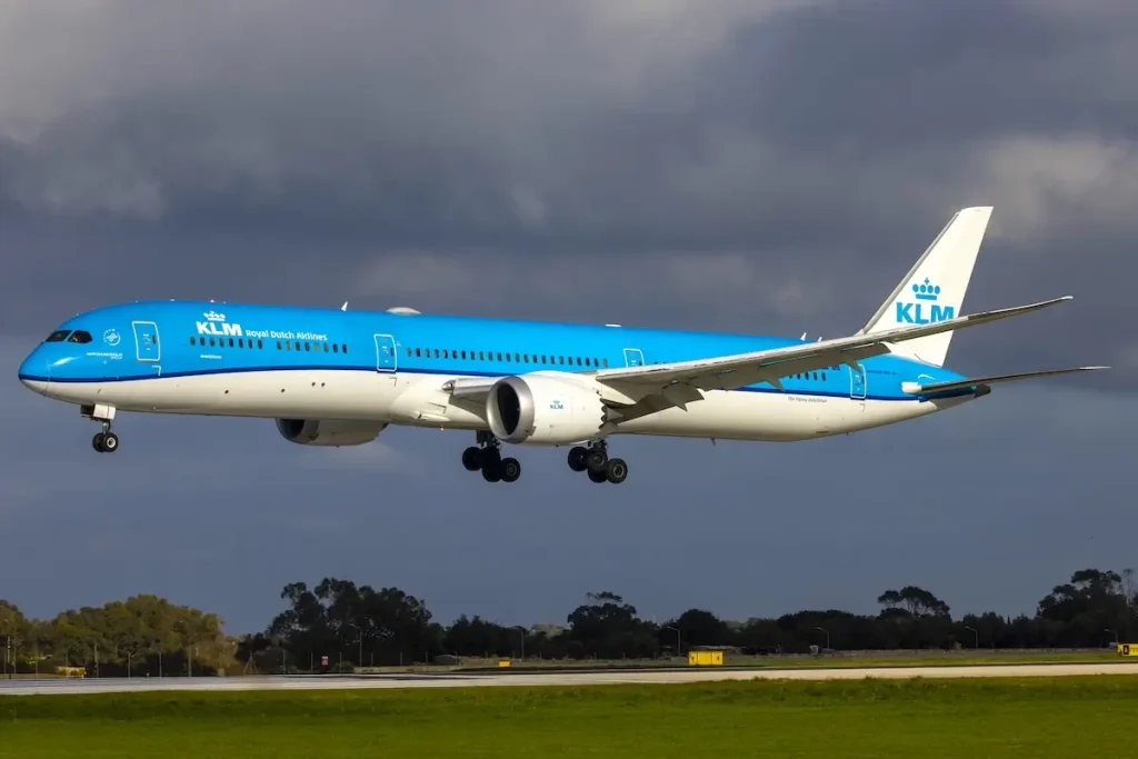 Luqa, Malta - February 27, 2026: KLM - Royal Dutch Airlines Boeing 787-10 Dreamliner (REG: PH-BKD) arriving in Malta for servicing.