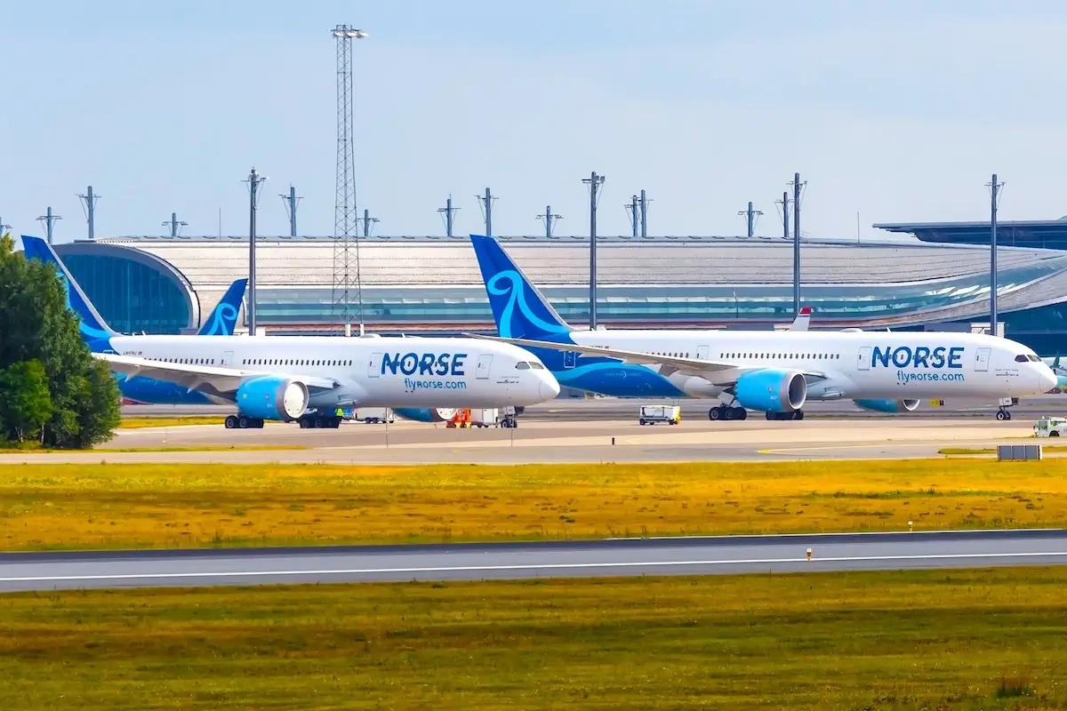 Norse Atlantic Airways Boeing 787-9 Dreamliner airplanes at Oslo airport (OSL) in Norway