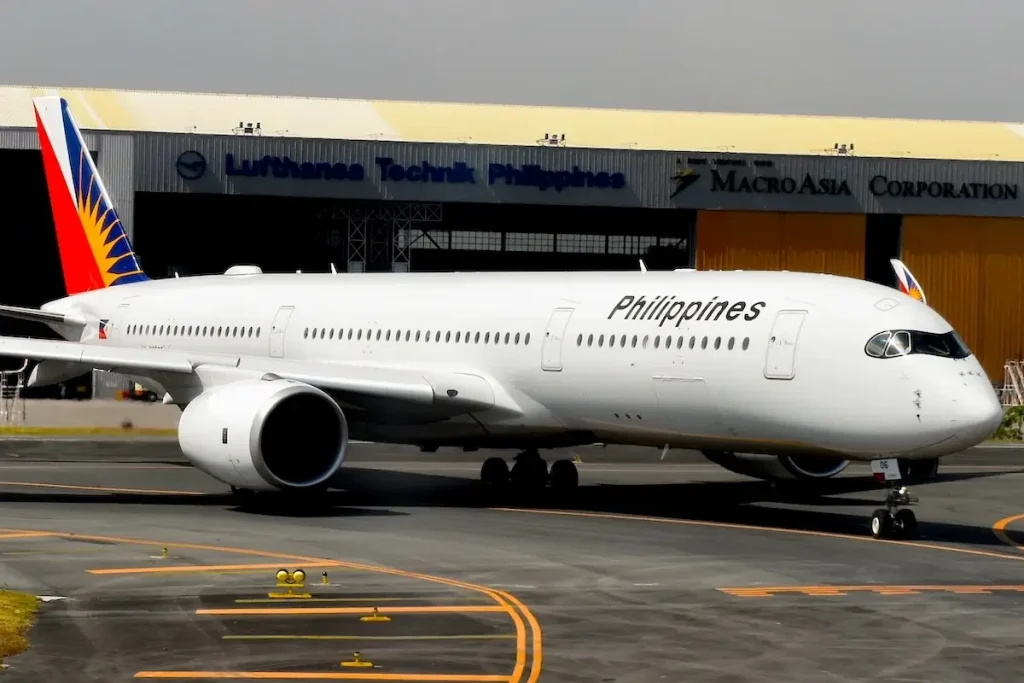 Manila, Philippines - February 2019: Philippine Airline Airbus A350 on taxiway