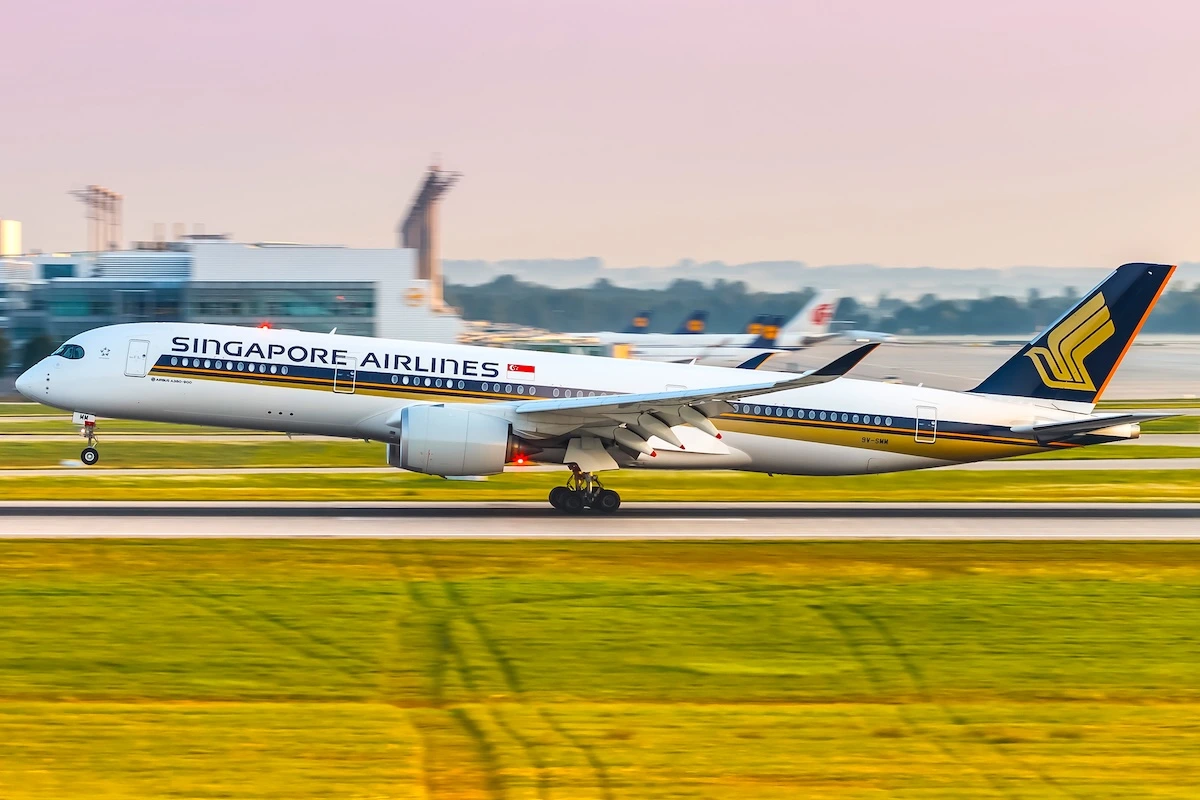 Munich, Germany - August 21, 2017: Singapore Airlines Airbus A350 airplane at Munich airport (MUC) in Germany. Airbus is an aircraft manufacturer from Toulouse, France.