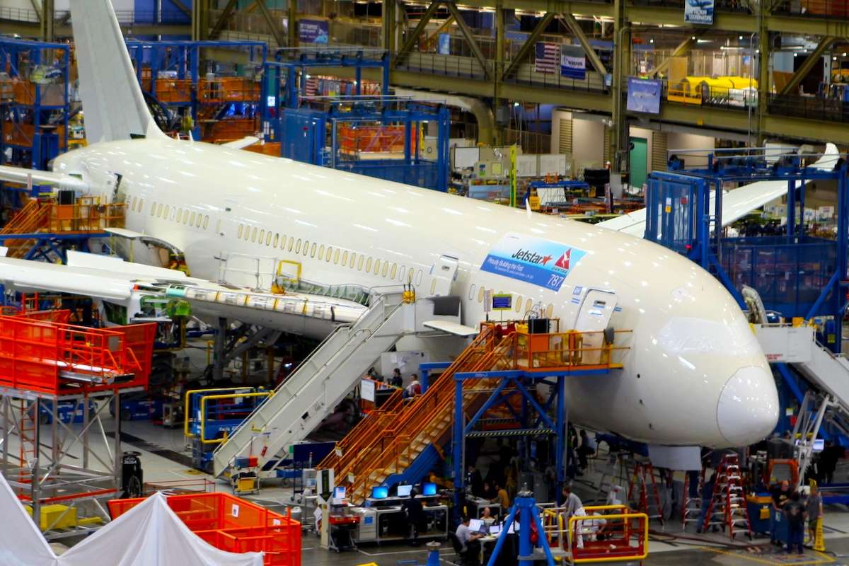A Boeing 787 in production