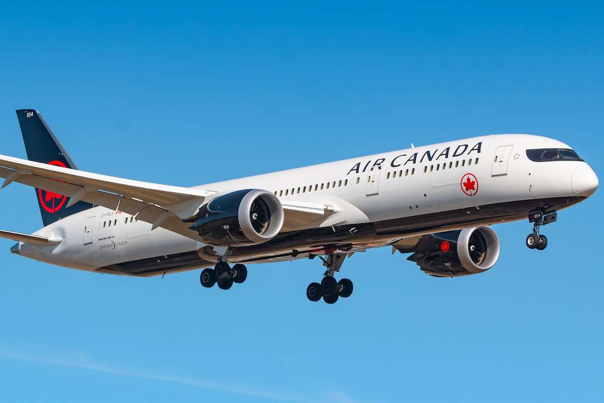 An Air Canada Boeing 787 pictured arriving in Frankfurt, Germany
