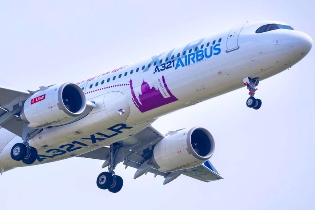 An Airbus A321XLR flying at the ILA Berlin Airshow