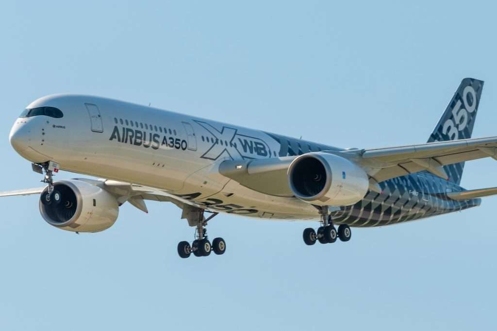 An Airbus A350-900 at the International Aviation and Space Salon MAKS 2019