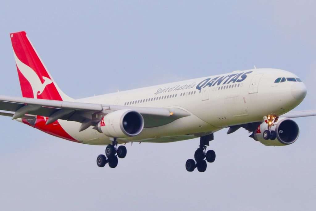 Bangkok Thailand / 2019 AUG 12 / Qantas Airbus A330-200 landing at Suvarnabhumi Airport VTBS.