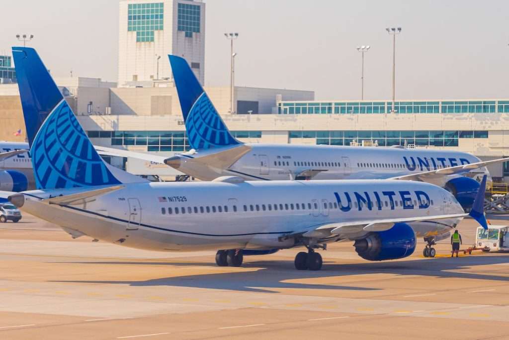 United Airlines planes docked at Denver International Airport