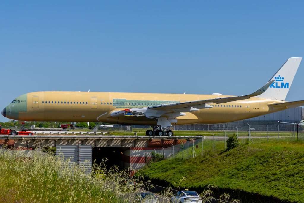 A KLM Airbus A350-900 in production and testing