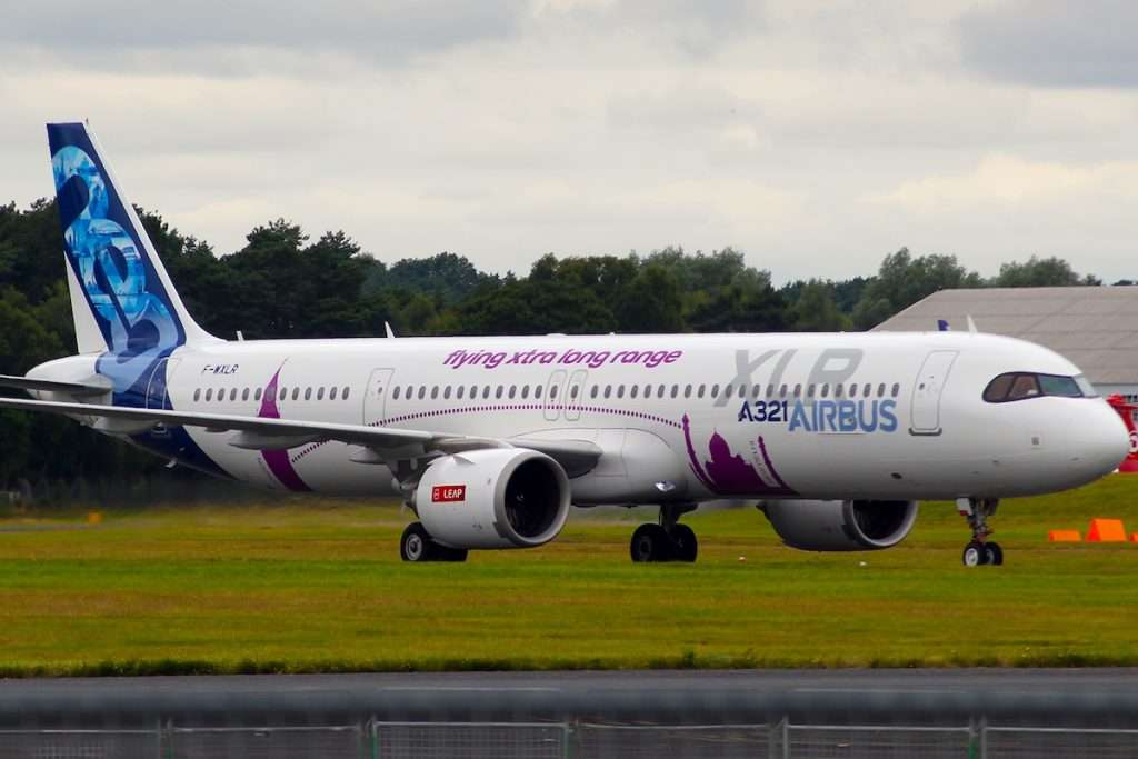 An Airbus A321XLR at the 2024 Farnborough Airshow