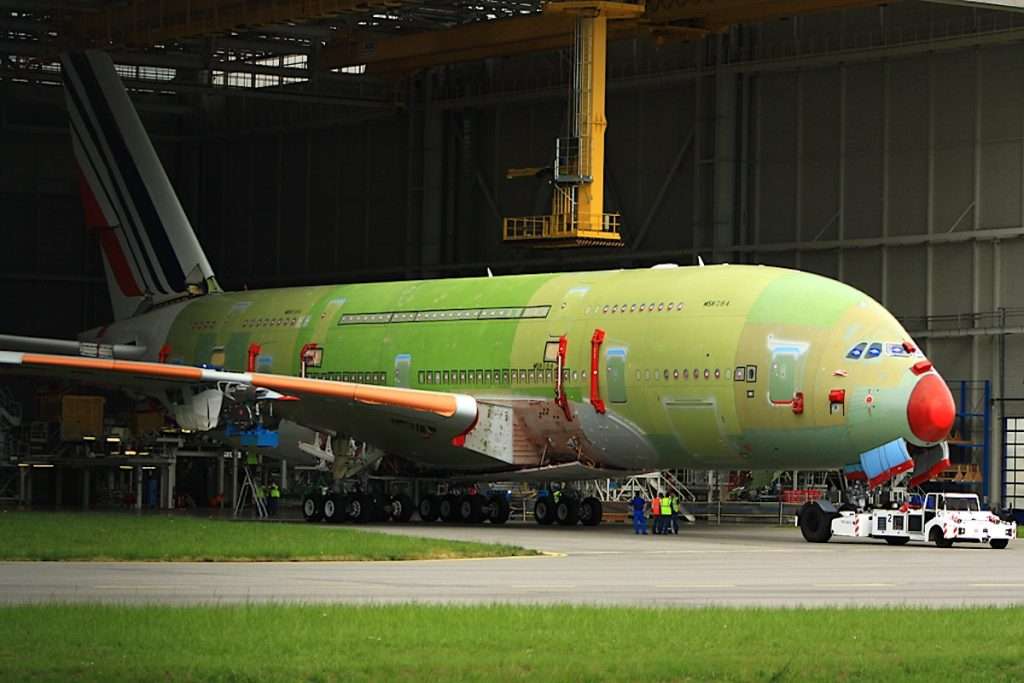 An Airbus A380 in production