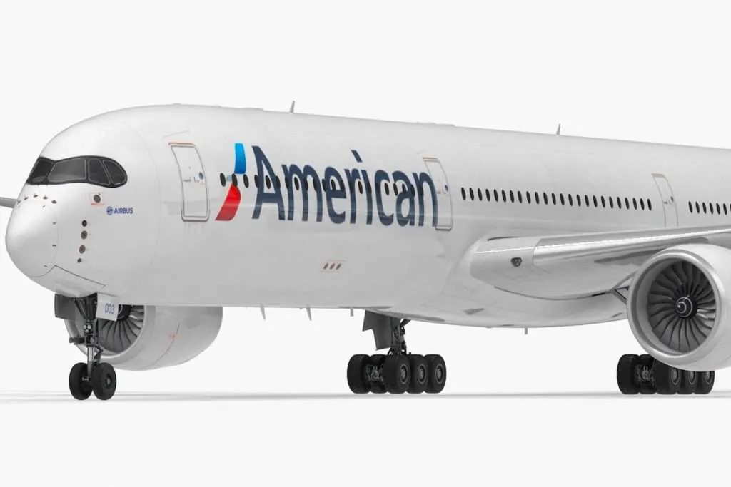 An American Airlines Airbus A350-1000 3D Rendering
