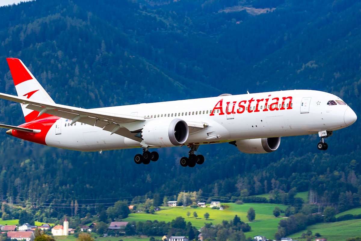 An Austrian Airlines Boeing 787 Dreamliner