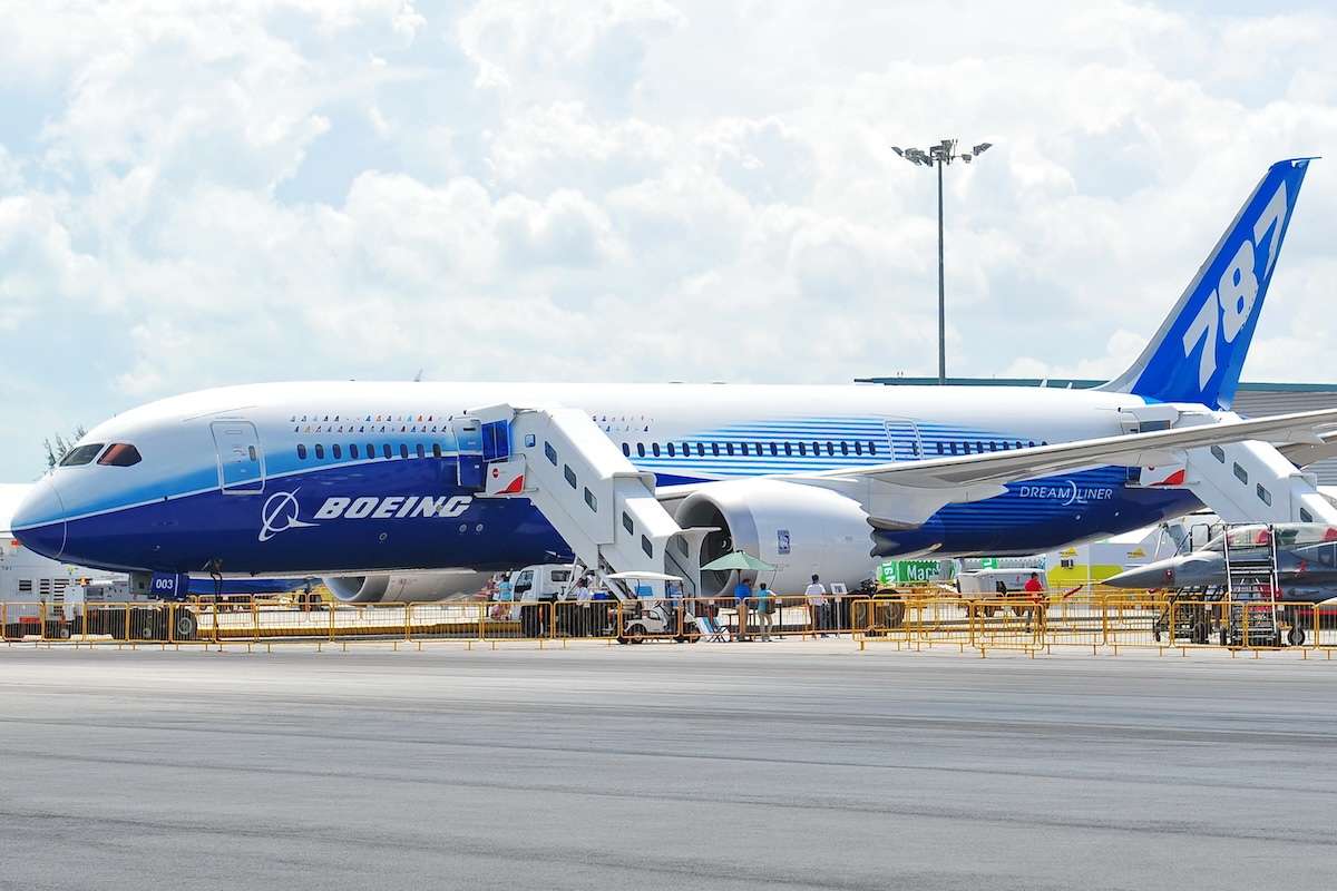 Boeing 787 Dreamliner passenger aircraft on display at Singapore Airshow February 12, 2012 in Singapore