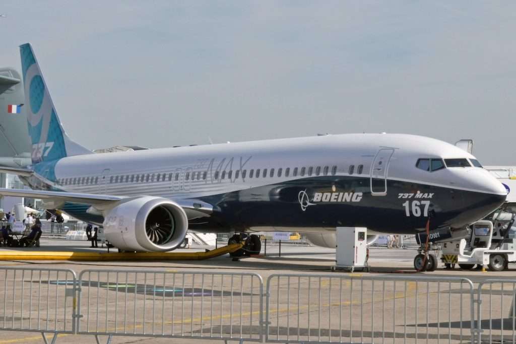 A Boeing 737 MAX at the Paris Airshow