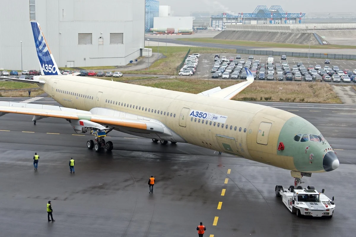 Airbus A350-900XWB during rollout from production