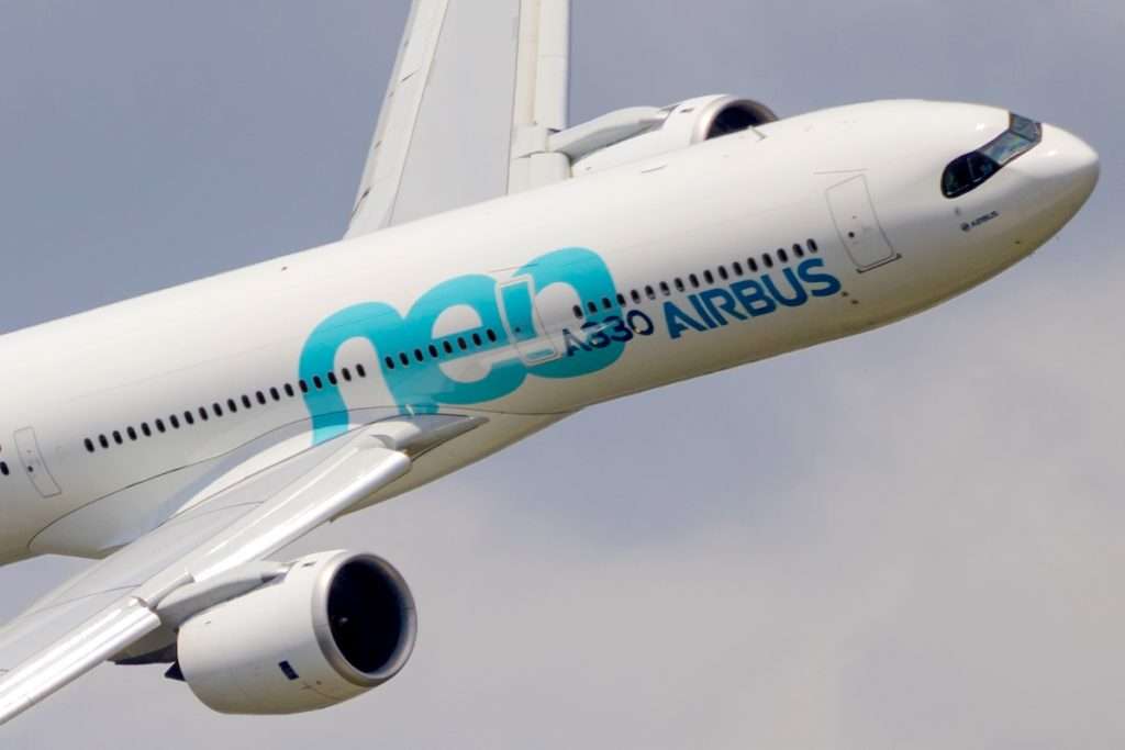 LE BOURGET PARIS - JUN 21, 2019: Airbus A330neo airliner plane performing at the Paris Air Show.