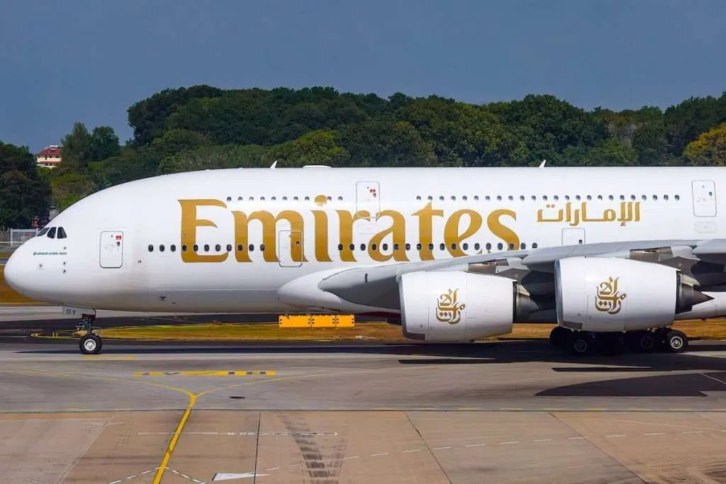 An Emirates Airbus A380-800 at Singapore Changi
