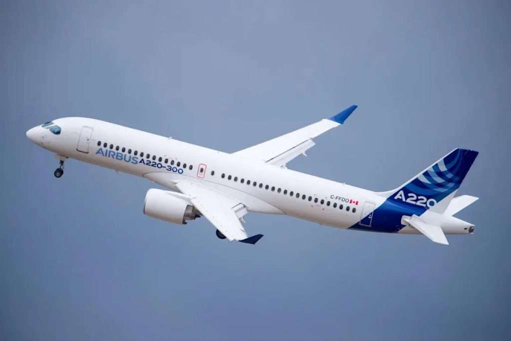Airbus A220-300 during demonstration flight