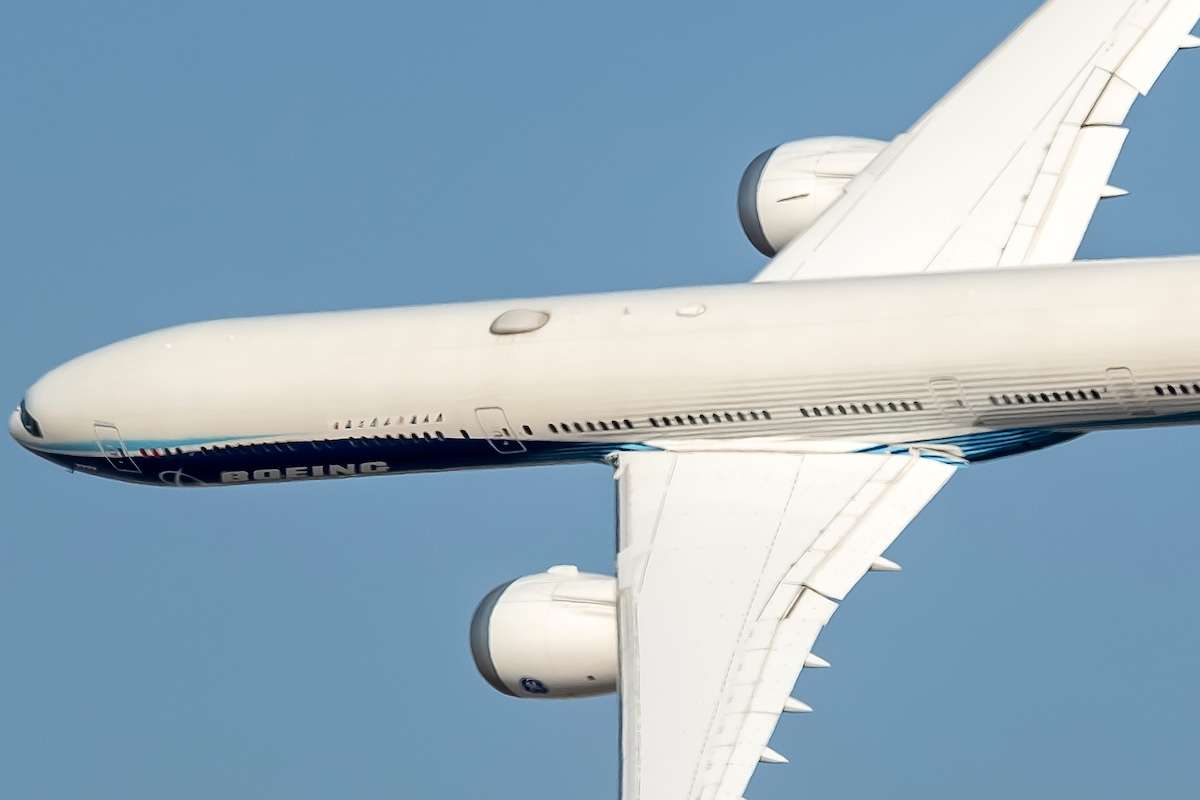 A Boeing 777X at the Dubai Airshow