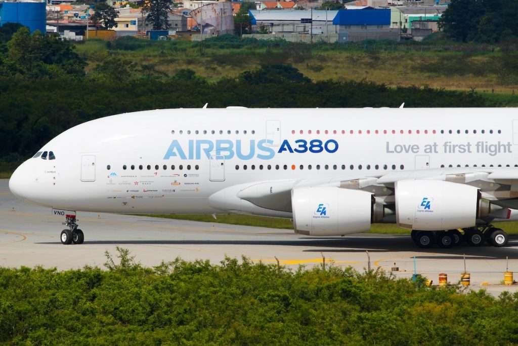 Airbus a380 demonstrator at Guarulhos International Airport