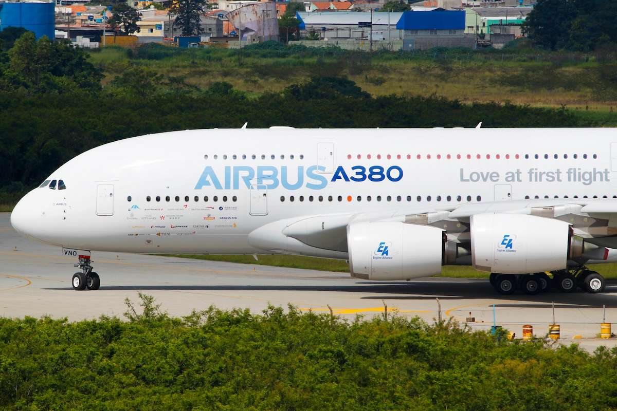 Airbus a380 demonstrator at Guarulhos International Airport