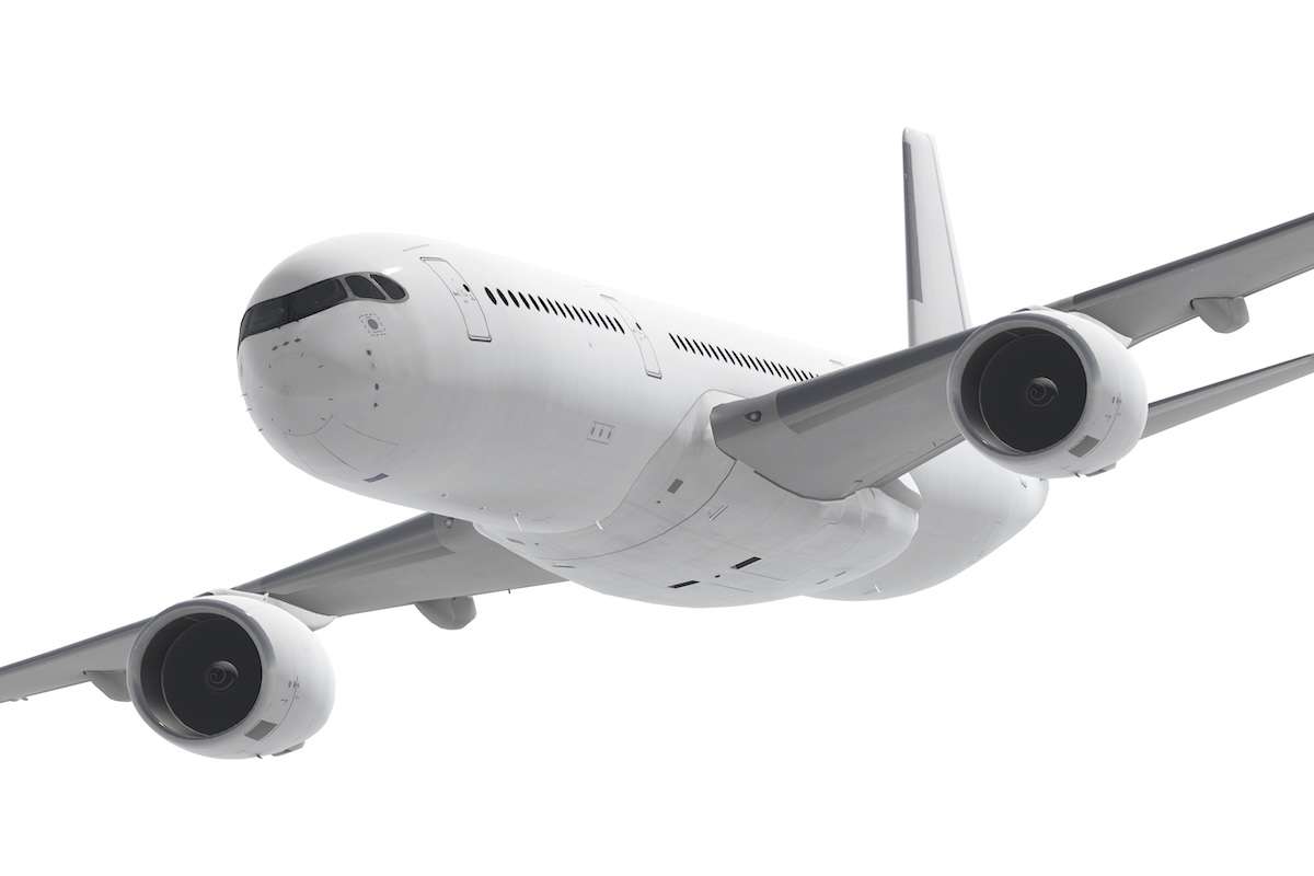 A white Airbus A350-900 passenger plane