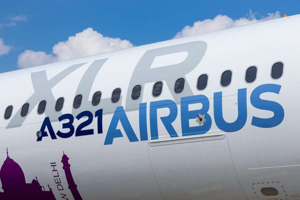 Berlin, Germany - June 7, 2024: Airbus A321neo XLR prototype aircraft. Newest airliner of airplane manufacturer Airbus Industries, displayed at ILA Berlin aviation fair.