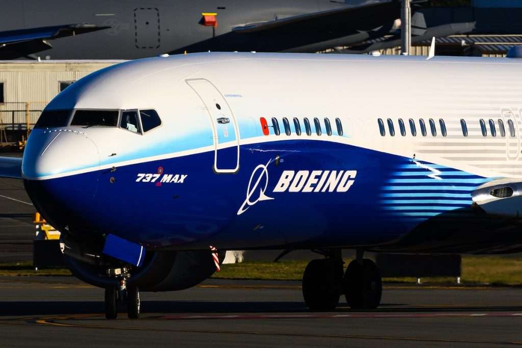 Everett, WA, USA - December 4, 2024; Boeing 737 MAX 10 aircraft taxiing in company colors at Paine Field factory
