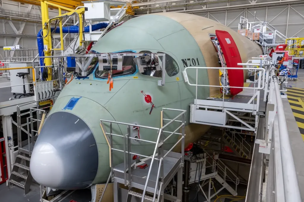 The Airbus A350F in final assembly